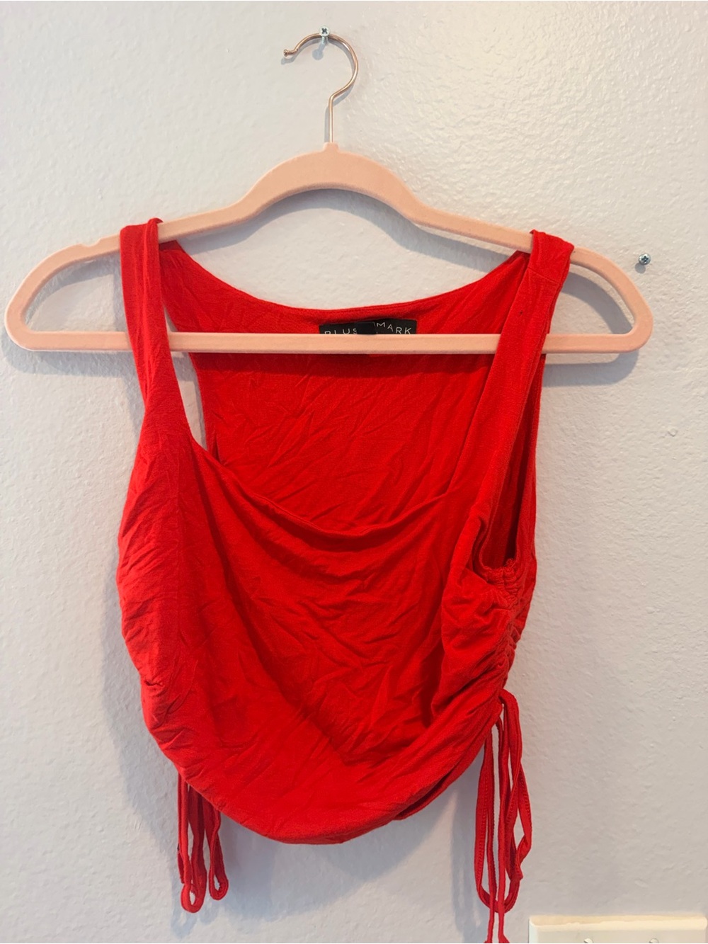 SHEIN Red Ruched Drawstring Crop Tank Top